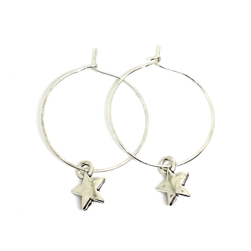 Mini Silver Star Hoop Earrings